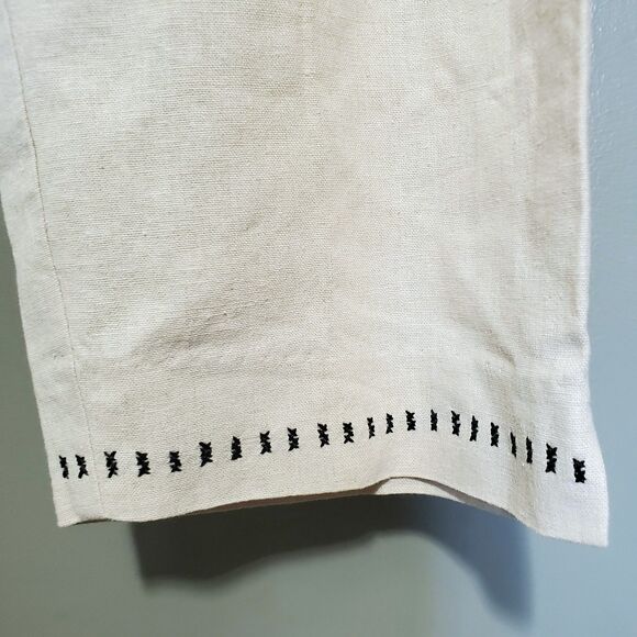 Dressbarn Pants Womens Size 8 Tan Linen Blend Tapered Stitch Hem Elastic Waist - Picture 7 of 10